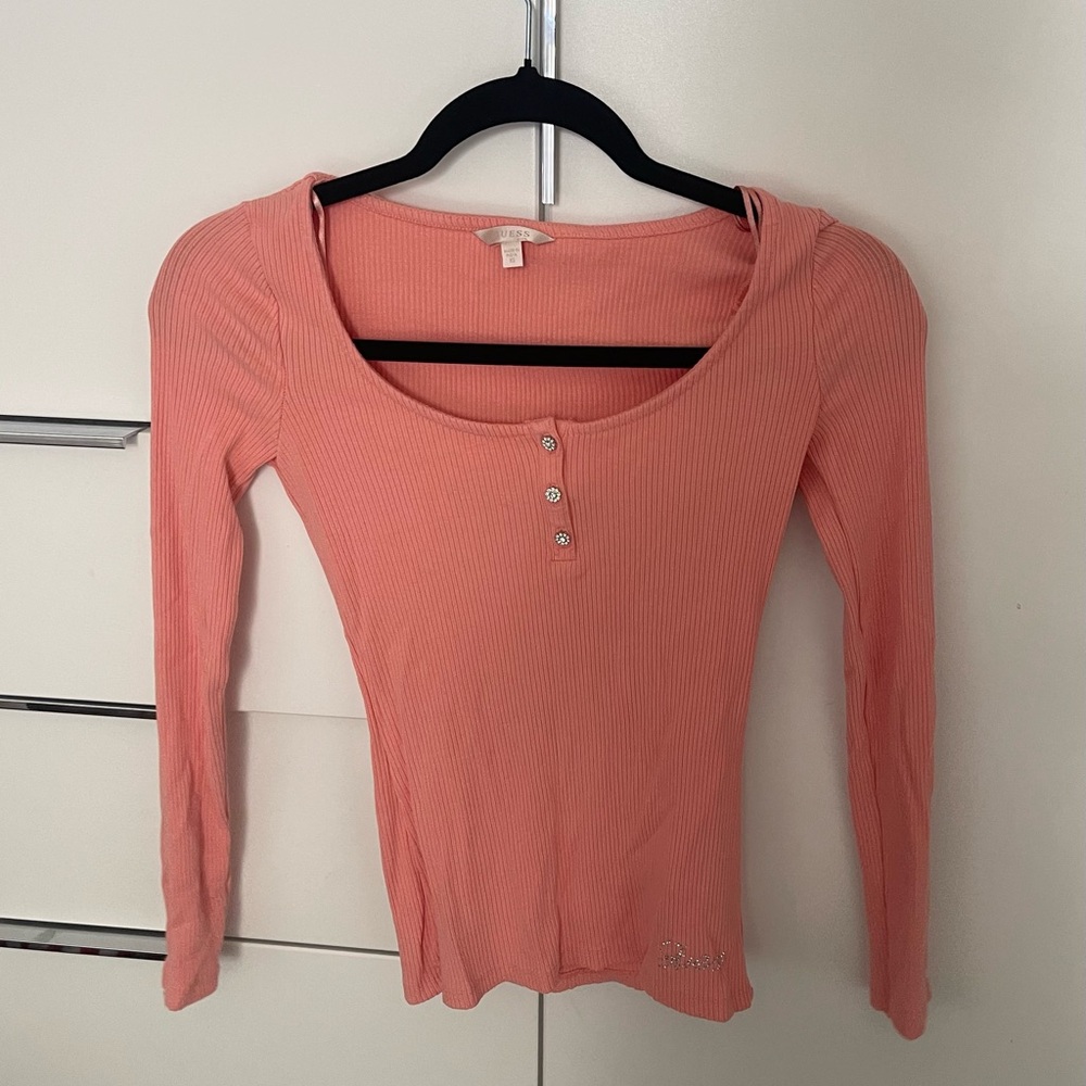 Guess Pink Long Sleeve Fitted Shirt